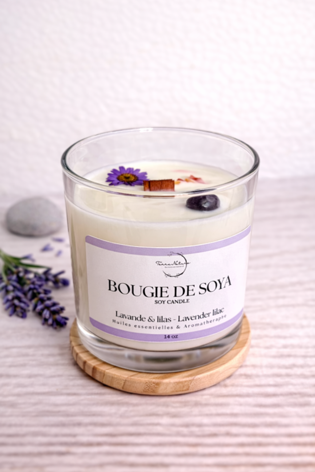 Bougie Lavande Lilas & Cristaux 14 Oz