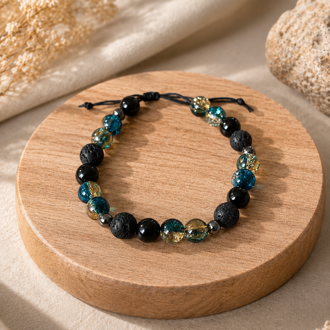 Bracelet d'aromathérapie Obsidienne & Lave
