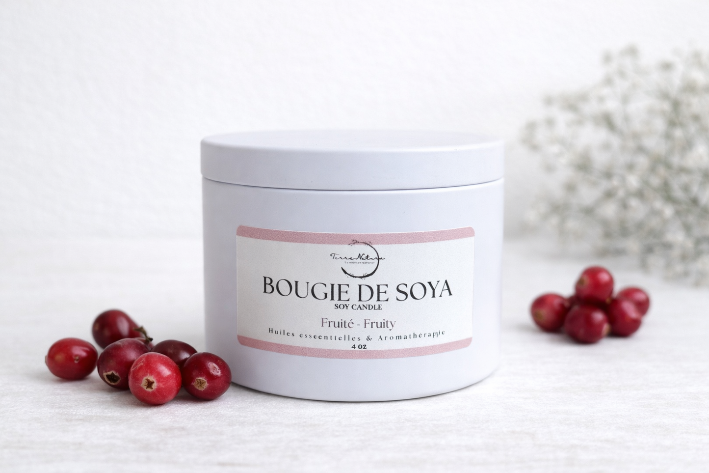 Fruity & Rose Quartz Candle 4 Oz