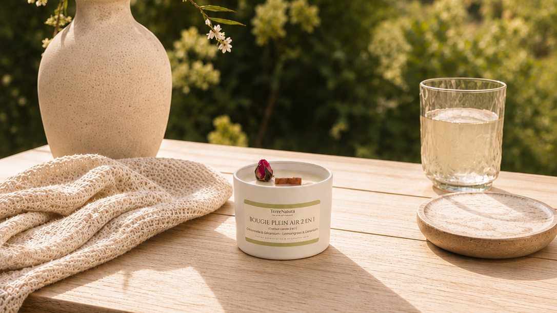 Outdoor Citronella & Rose Geranium 2-in-1 Candle - Mosquito Repellent