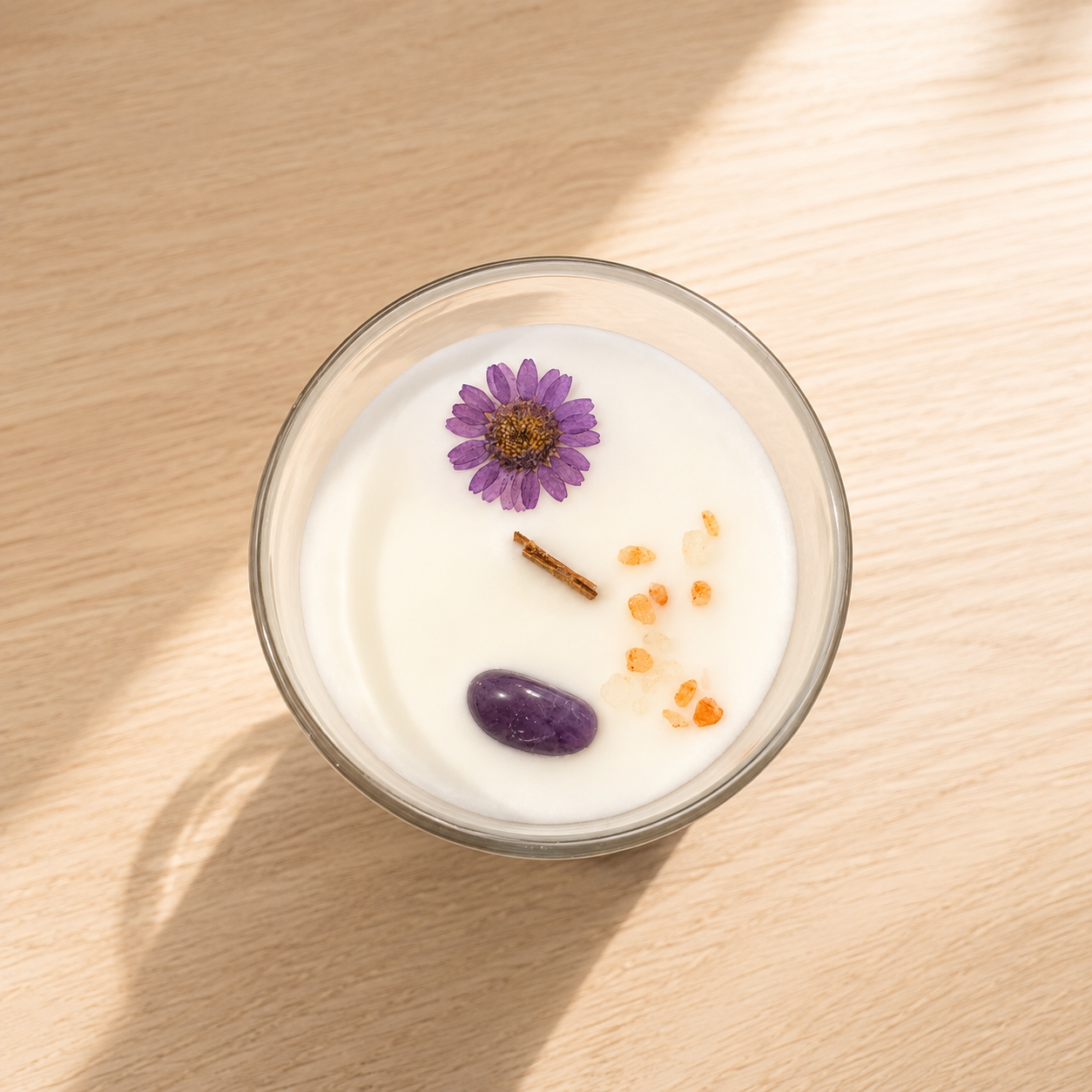 Lavender Lilac Candle & Crystals 14 Oz