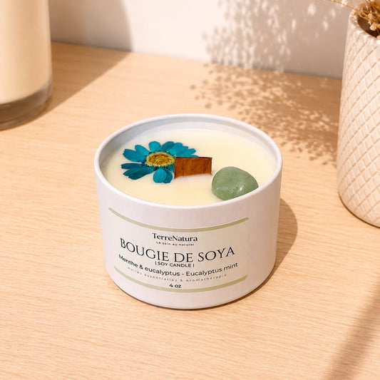 4 Oz Candle - Mint Eucalyptus & Aventurine