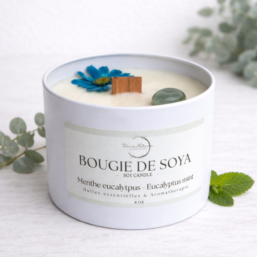 Mint & Eucalyptus Candle with Crystals 4 Oz