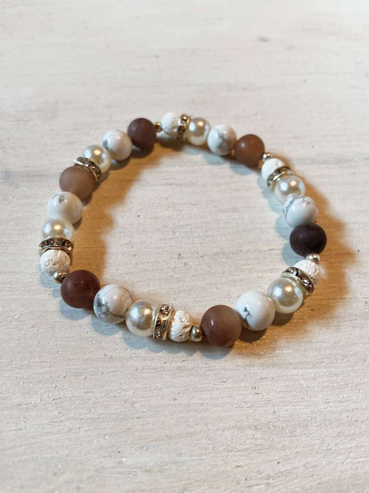 Bracelet d'aromathérapie Agate & Howlite - LIVRAISON GRATUITE