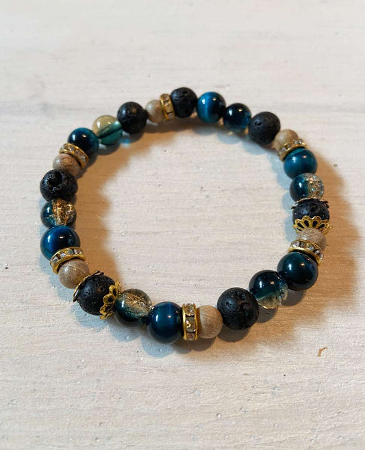 Tiger Eye & Lava Stones Aromatherapy Bracelet