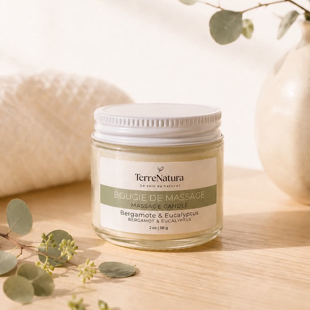 Bougie de massage naturelle - Bergamote & Eucalyptus
