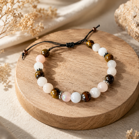 Bracelet d’aromathérapie - Aventurine rose & Oeil de tigre
