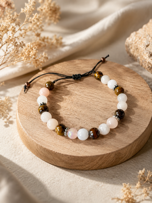 Bracelet d’aromathérapie - Aventurine rose & Oeil de tigre