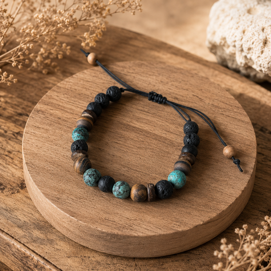 African Turquoise & Tiger's Eye Aromatherapy Bracelet