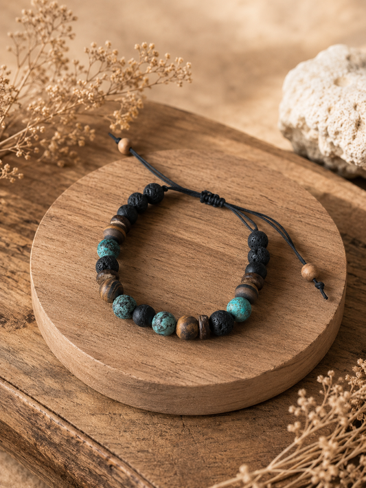 Aromatherapy Bracelet Turquoise & Tiger Eye 7''