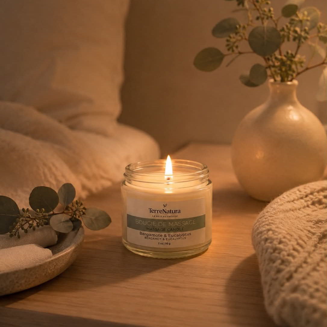 Bougie de massage naturelle - Bergamote & Eucalyptus