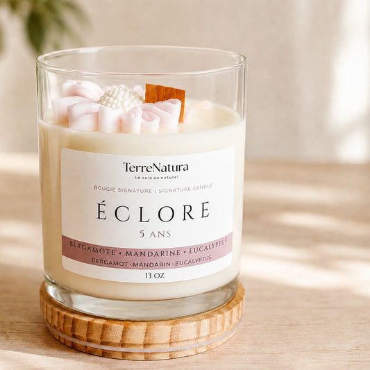 Bougie Signature ÉCLORE - Bergamote Mandarine & Eucalyptus
