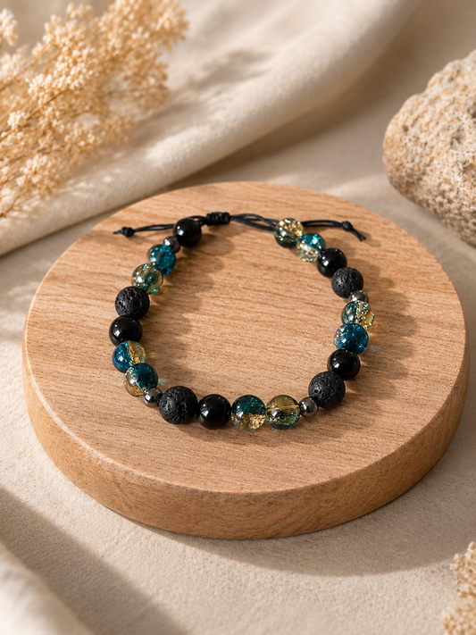 Bracelet d'aromathérapie Obsidienne & Lave