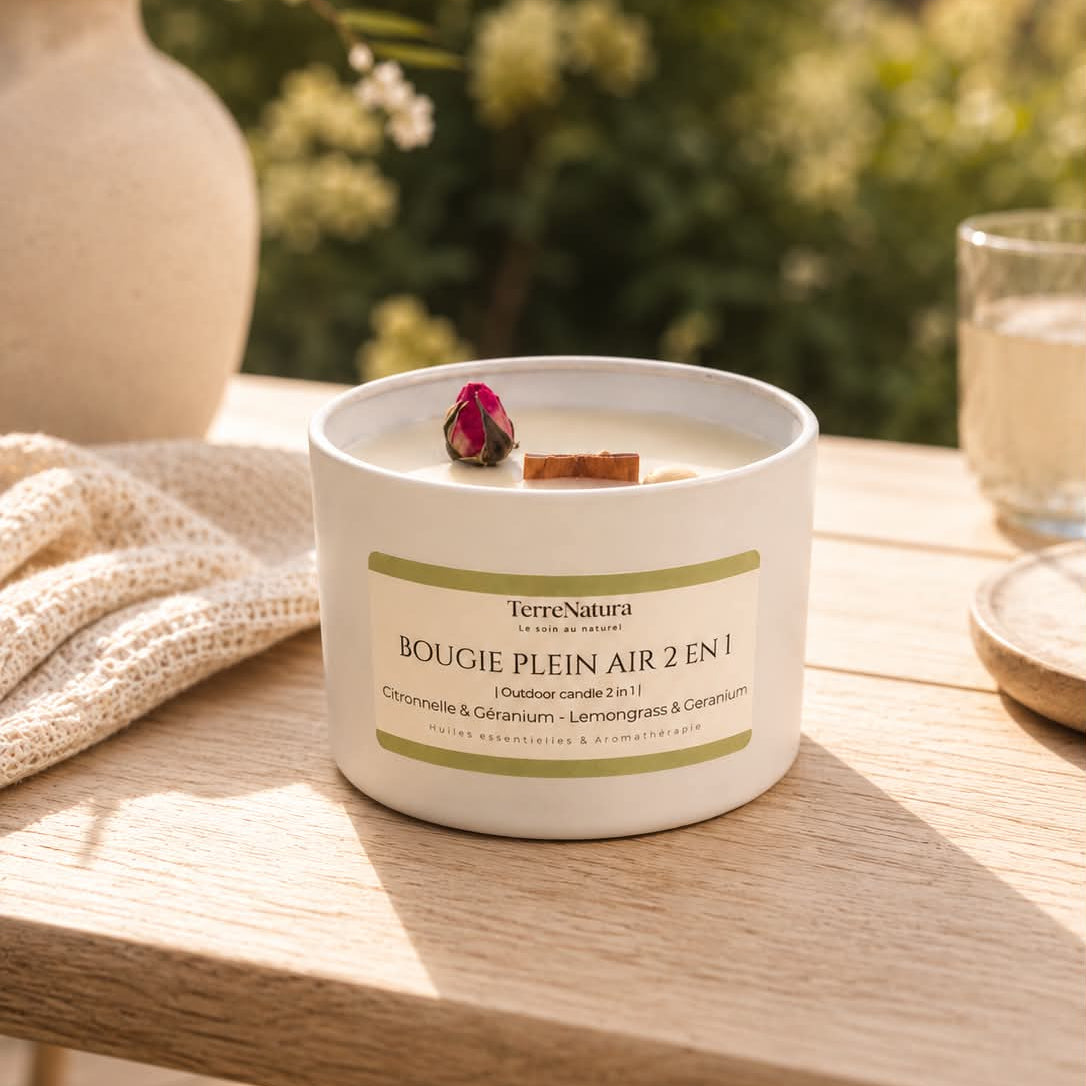 Outdoor Citronella & Rose Geranium 2-in-1 Candle - Mosquito Repellent
