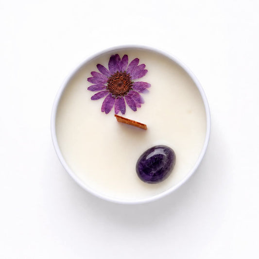 Bougie Lavande-Lilas & Cristaux 4 Oz