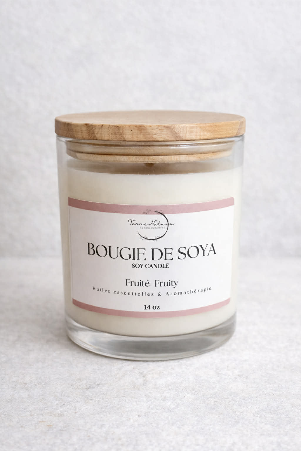 Fruity Candle & rose quartz 14 Oz