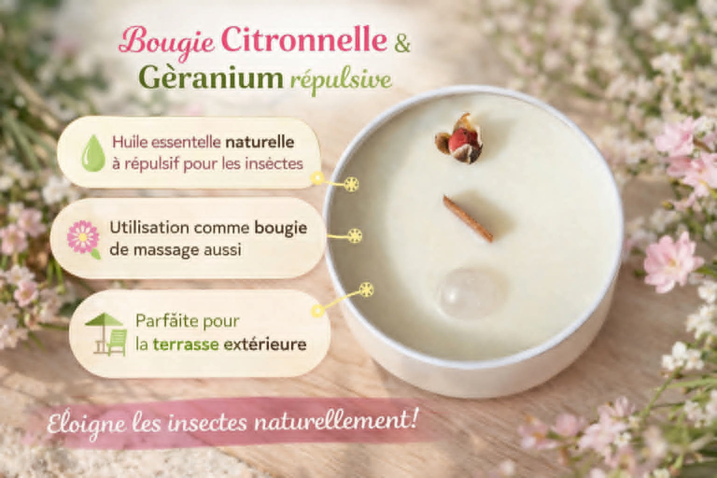 Natural Mosquito Repellent Candle 4 Oz